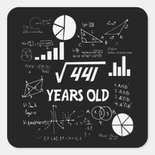 21ste Birthday Square Root Wiskunde 21 jaar oude d Vierkante Sticker