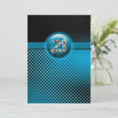 21ste blauw zwart retro stip 5x7 kaart (Staand voorkant)