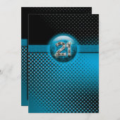 21ste blauw zwart retro stip 5x7 kaart (Voorkant / Achterkant)