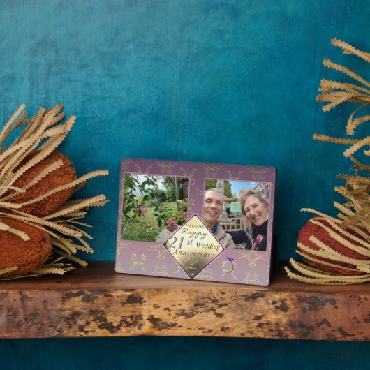 21ste bruiloft Jubileum 2Foto'sBrass en Iolite Fotoplaat (Zijkant)