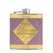 21ste bruiloft Jubileum Brass & Iolite Heupfles (Voorkant)