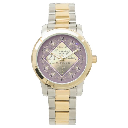 21ste bruiloft Jubileum Brass Watch Horloge (Voorkant)