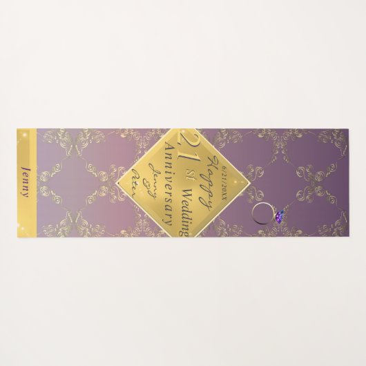 21ste bruiloft Jubileum Brass Yoga Mat (Achterkant (horizontaal))