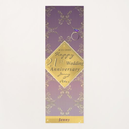21ste bruiloft Jubileum Brass Yoga Mat (Voorkant)