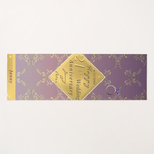 21ste bruiloft Jubileum Brass Yoga Mat (Voorkant (horizontaal))