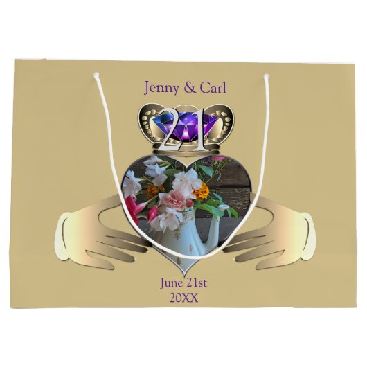 21ste bruiloft Jubileum Claddaugh Iolite Groot Cadeauzakje (Achterkant)