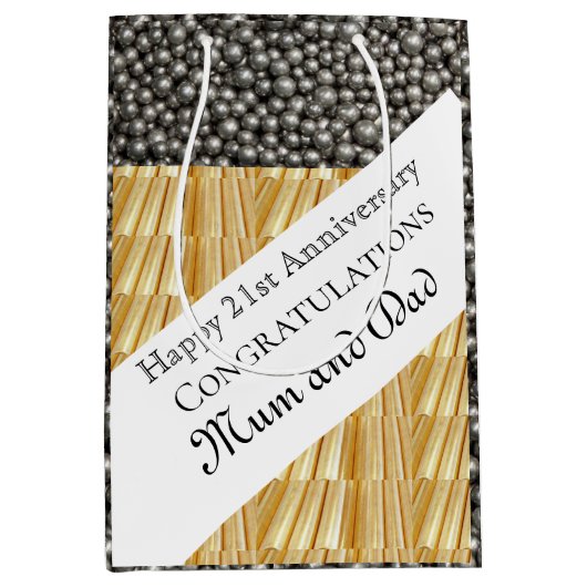 21ste bruiloft Jubileum Medium Cadeauzakje (Voorkant)