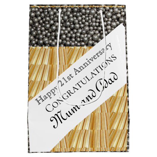 21ste bruiloft Jubileum Medium Cadeauzakje (Achterkant)