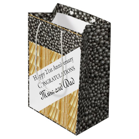 21ste bruiloft Jubileum Medium Cadeauzakje (Achterkant Gekanteld)