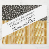 21ste bruiloft Jubileum Sparkling Wijnetiket (Enkel label)