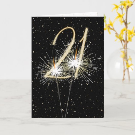 21ste bruiloft-sparklers kaart (Gele Bloem)