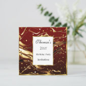 21ste Burgundy Gold Stars Birthday Party Kaart (Staand voorkant)