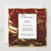 21ste Burgundy Gold Stars Birthday Party Kaart (Achterkant)