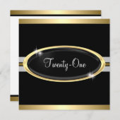 21ste Elegant Gold Black & White Stars 2 Kaart (Voorkant / Achterkant)