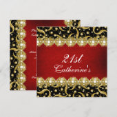 21ste elegant zwart rood goud kaart (Voorkant / Achterkant)