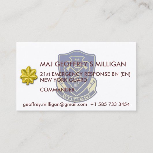 21ste ERB-Visitekaartje Visitekaartje (Voorkant)