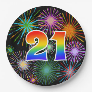 21ste evenement - Leuk, kleurrijk, vet, regenboog  Papieren Bordje