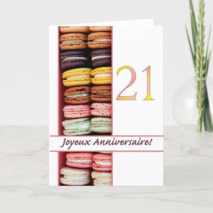 21ste Franse verjaardag Macaron-Joyeux Anniversair Kaart