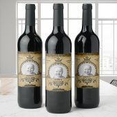 21ste  geboortedag Retro monogram & foto Wijn Etiket