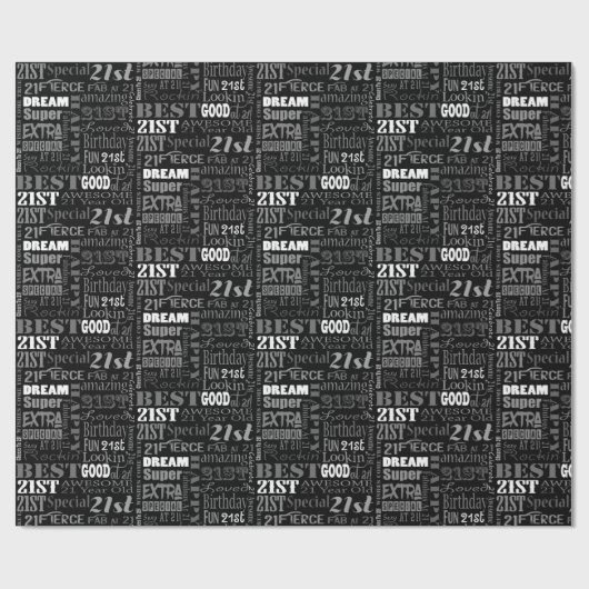 21ste gepersonaliseerd monogram van de Fun-partij  Cadeaupapier (Vlak)