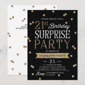 21ste Glitter Confetti Surprise Party Invitation Kaart (Voorkant / Achterkant)
