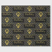 21ste goudballon op zwarte pagina met Confetti Cadeaupapier (Vlak)