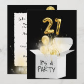 21ste goudballonnen in witte doos kaart (Voorkant / Achterkant)