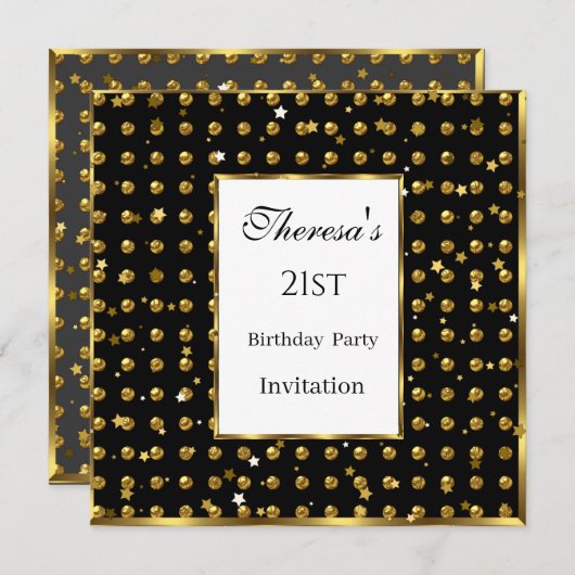 21ste goudkleurige goudvlekken gouden sterren zwar kaart (Voorkant / Achterkant)