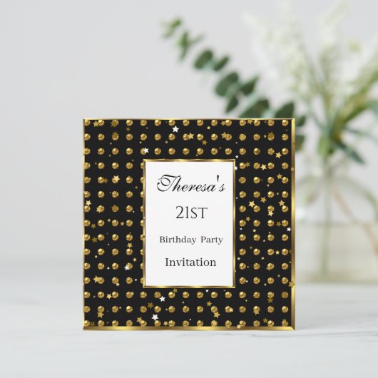 21ste goudkleurige goudvlekken gouden sterren zwar kaart (Staand voorkant)