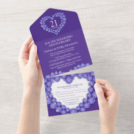 21ste Iolite trouwdag paarse All In One Uitnodiging
