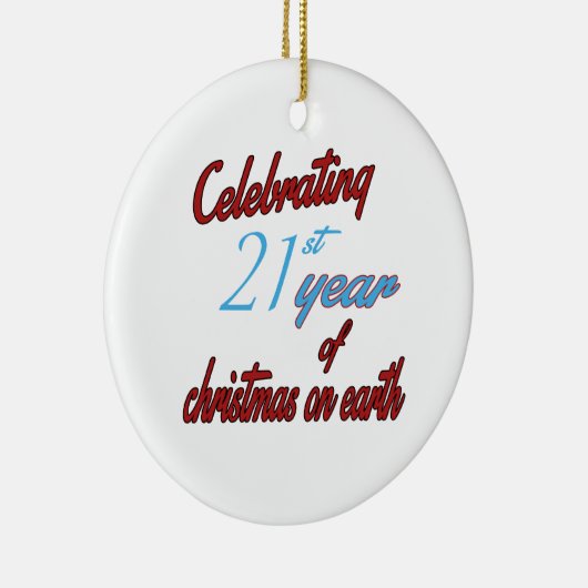 21ste jaar kerstmis op aarde keramisch ornament (Rechts)