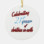 21ste jaar kerstmis op aarde keramisch ornament (Voorkant)