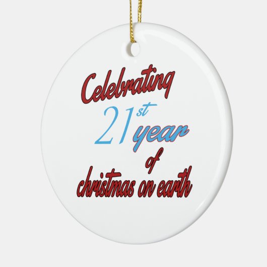 21ste jaar kerstmis op aarde keramisch ornament (Links)