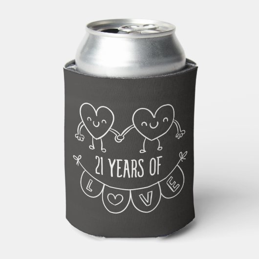 21ste Jubileum Gift Chalk Hearts Blikjeskoeler (Blikje Voorkant)