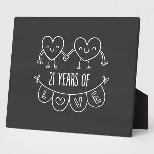 21ste Jubileum Gift Chalk Hearts Fotoplaat (Zijkant)