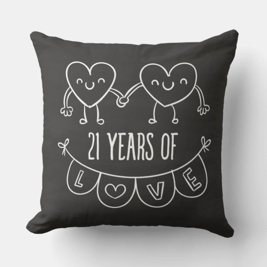 21ste Jubileum Gift Chalk Hearts Kussen (Voorkant)