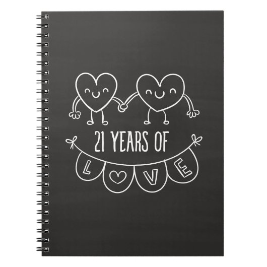 21ste Jubileum Gift Chalk Hearts Notitieboek (Voorkant)