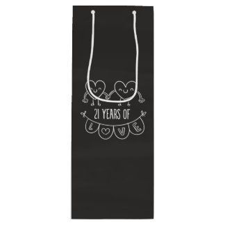 21ste Jubileum Gift Chalk Hearts Wijn Cadeautas