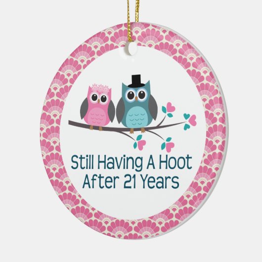 21ste Jubileum Jubilea rond de bruiloft Keramisch Ornament (Links)