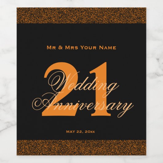 21ste Jubileum voor weddenschappen - Eigen waslabe Wijn Etiket (Enkel label)