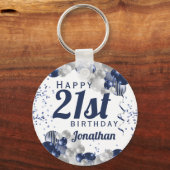 21ste marineblauw-ballonnen ter zee sleutelhanger (Voorkant)