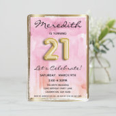 21ste meisje: Birthday Pink en Gold Kaart (Staand voorkant)