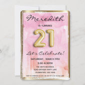 21ste meisje: Birthday Pink en Gold Kaart (Voorkant)