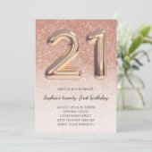 21ste meisje: Roos goudglitter elegant Kaart (Staand voorkant)