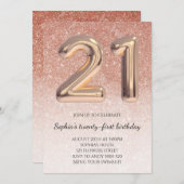 21ste meisje: Roos goudglitter elegant Kaart (Voorkant / Achterkant)