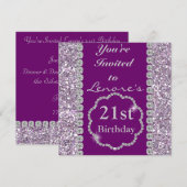 21ste PAARSE BLOKKERING-uitnodiging voor een feest Kaart (Voorkant / Achterkant)