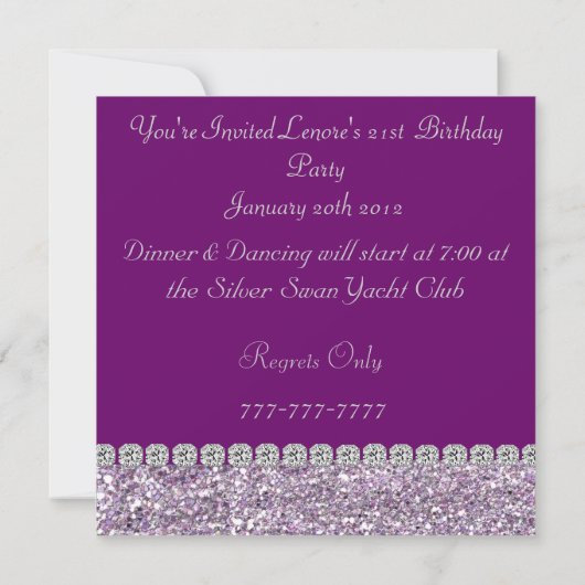 21ste PAARSE BLOKKERING-uitnodiging voor een feest Kaart (Achterkant)