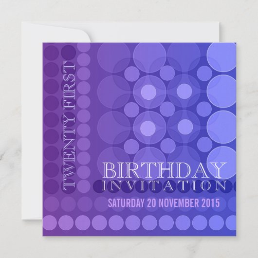 21ste Paarse Funky Stippen Pattern Birthday Invita Kaart (Voorkant)