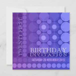 21ste Paarse Funky Stippen Pattern Birthday Invita Kaart
