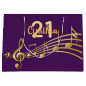 21ste paarse goudmuzieknoten op jaardag groot cadeauzakje (Voorkant)